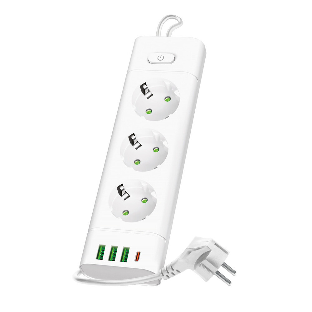 KOBI LINEA PRO XC hosszabbító kábel 3 aljzat+3 USB/1 USB-C/3m/Zu+W fehér KOBI-004206