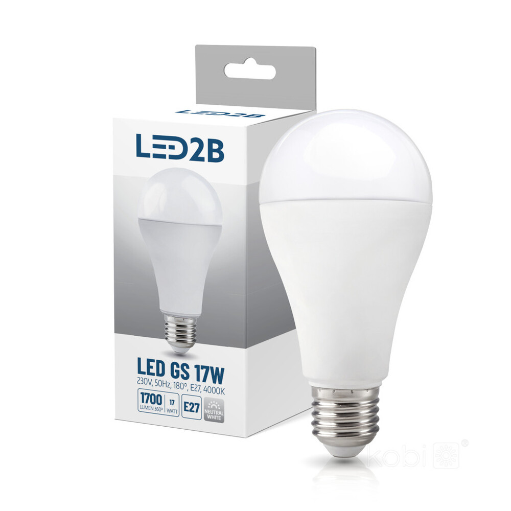 LED izzó GS 17W E27 4000K LED2B, természetes fehér, CRI≥80, KOBI-004296