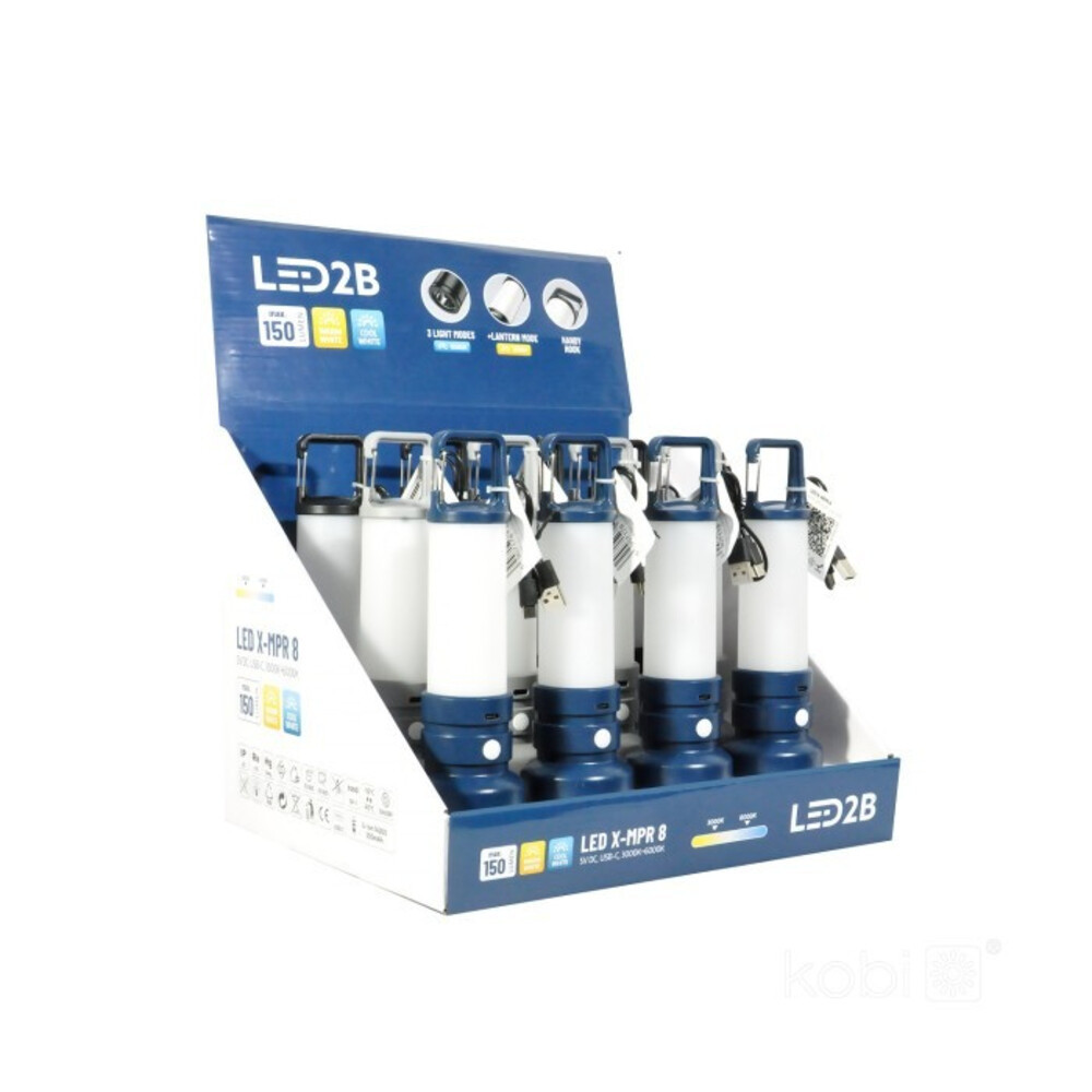 X-MPR 8 LED zseblámpa 3000K+ 6000K LED2B, hideg fehér, 150lm, 5V, KOBI-004315