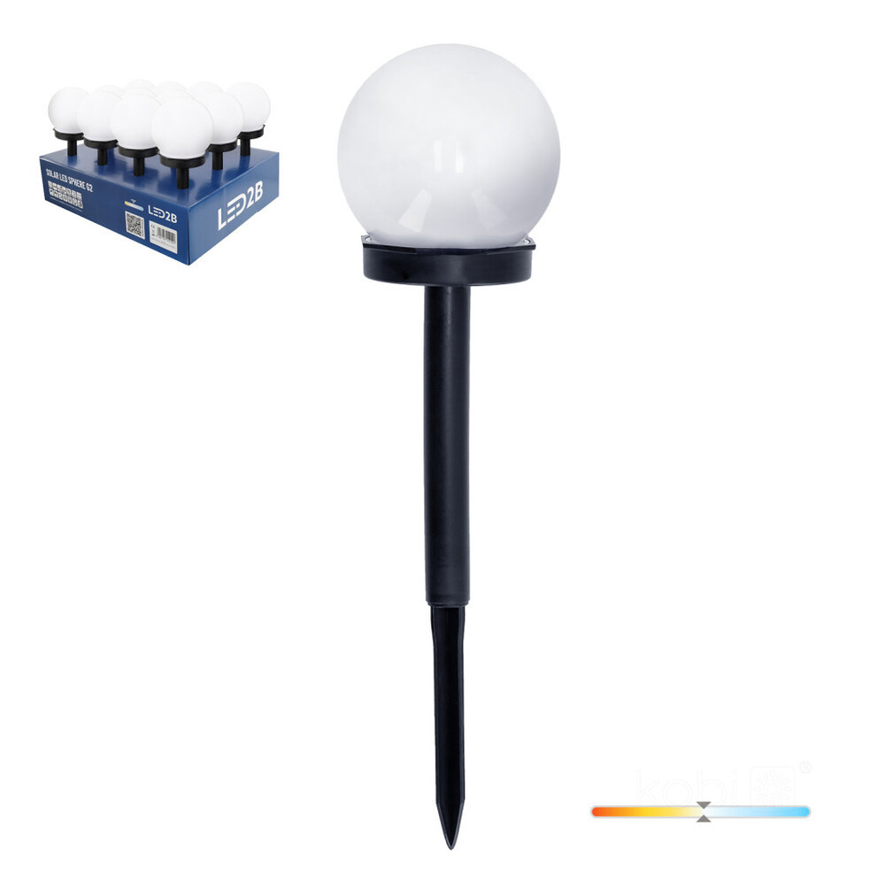 Napelemes LED leszúrható kerti lámpa SPHERE G2 10cm 4000K IP44 LED2B, 0,06W, természetes fehér, CRI≥70, KOBI-004512