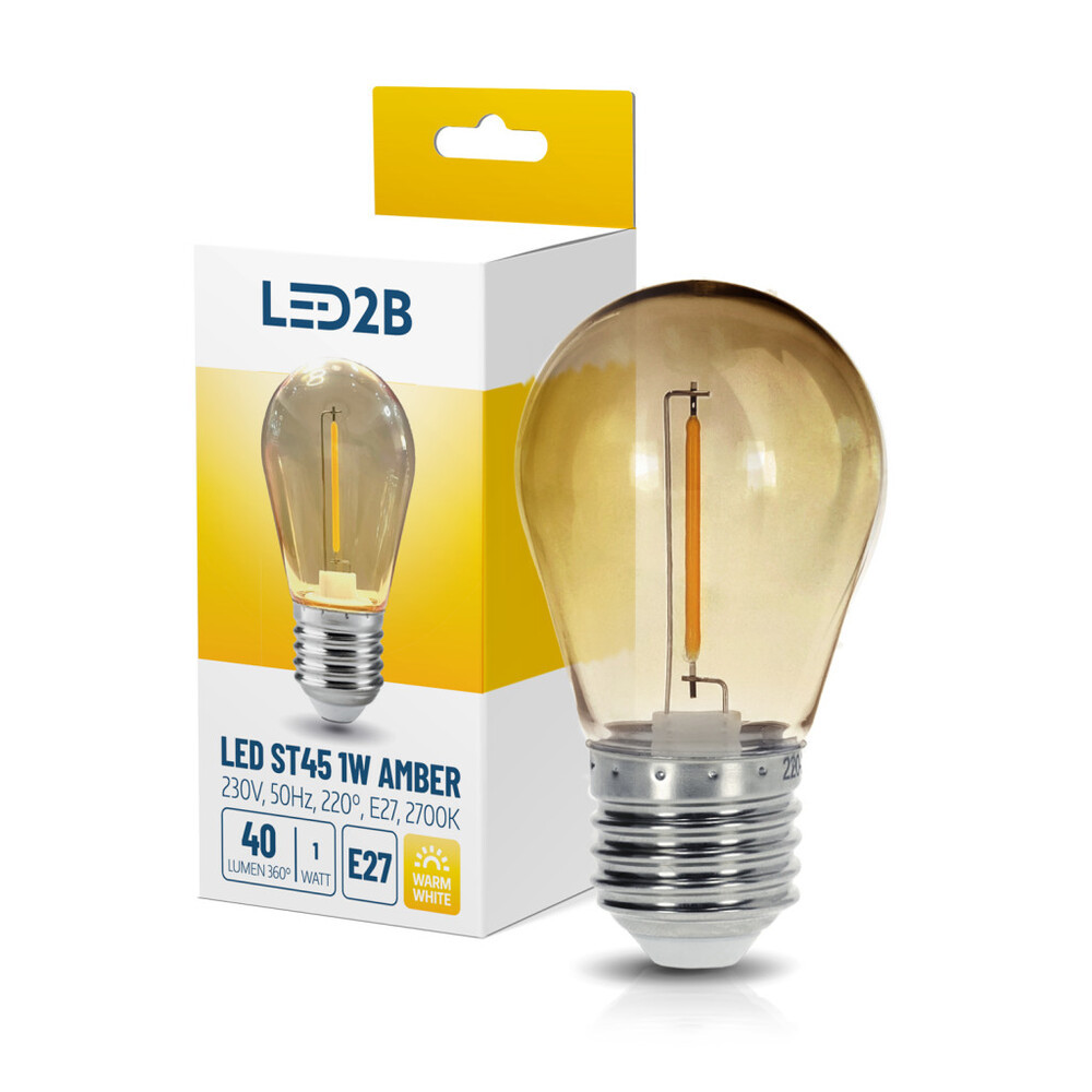 LED izzó ST45 1W E27 2700K abmer LED2B, meleg fehér, 40lm, CRI≥80, KOBI-004609