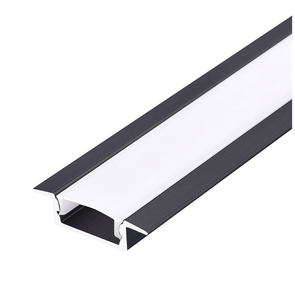 Süllyeszthető LED profil szett P02 opál fedlappal 2000 mm fekete, KOBI-004631