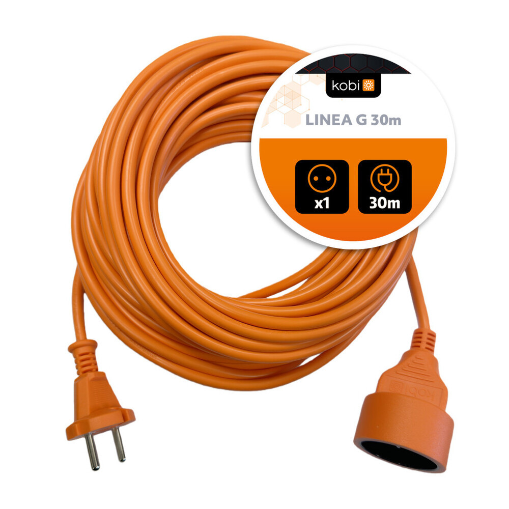 Hosszabbító kábel LINEA G 1 aljzat/30m/földelés nélkül/2x1mm narancssárga KOBI-004703