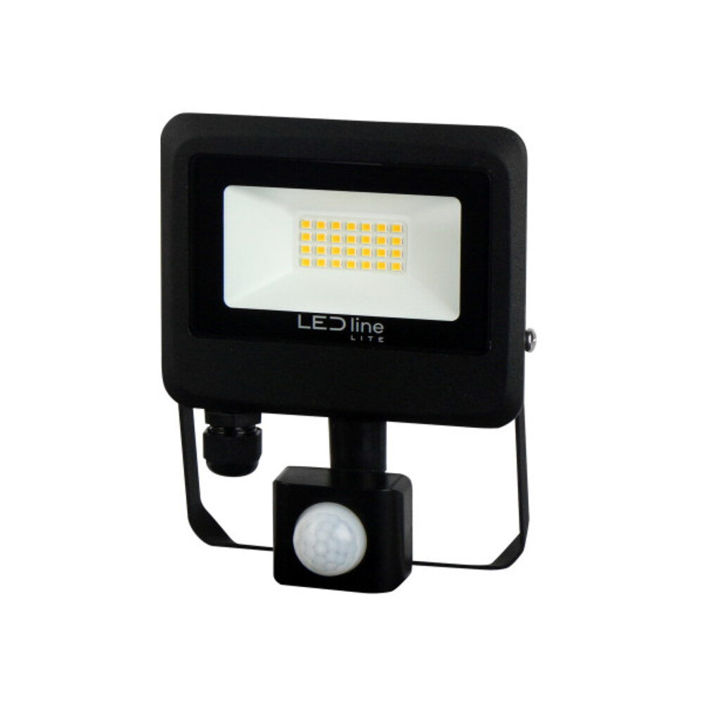 PHOTON reflektor mozgásérzékelővel, 120°, IP65, 20 W, természetes fehér, fekete, 3 év garancia, 20W, 4000K, 2000lm, CRI≥80, LED line, LL-203488