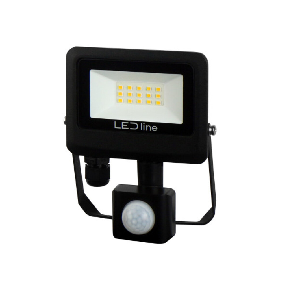 PHOTON reflektor mozgásérzékelővel, 120°, IP65, 10 W, természetes fehér, fekete, 3 év garancia, 10W, 4000K, 1000lm, CRI≥80, LED line, LL-203501