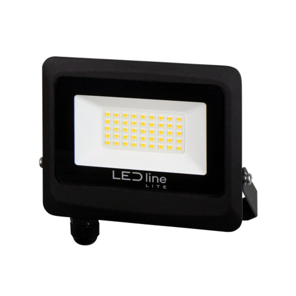 PHOTON LED reflektor, 120°, IP65, 30 W, természetes fehér, fekete, 3 év garancia, 30W, 4000K, 3000lm, CRI≥80, LED line, LL-203525