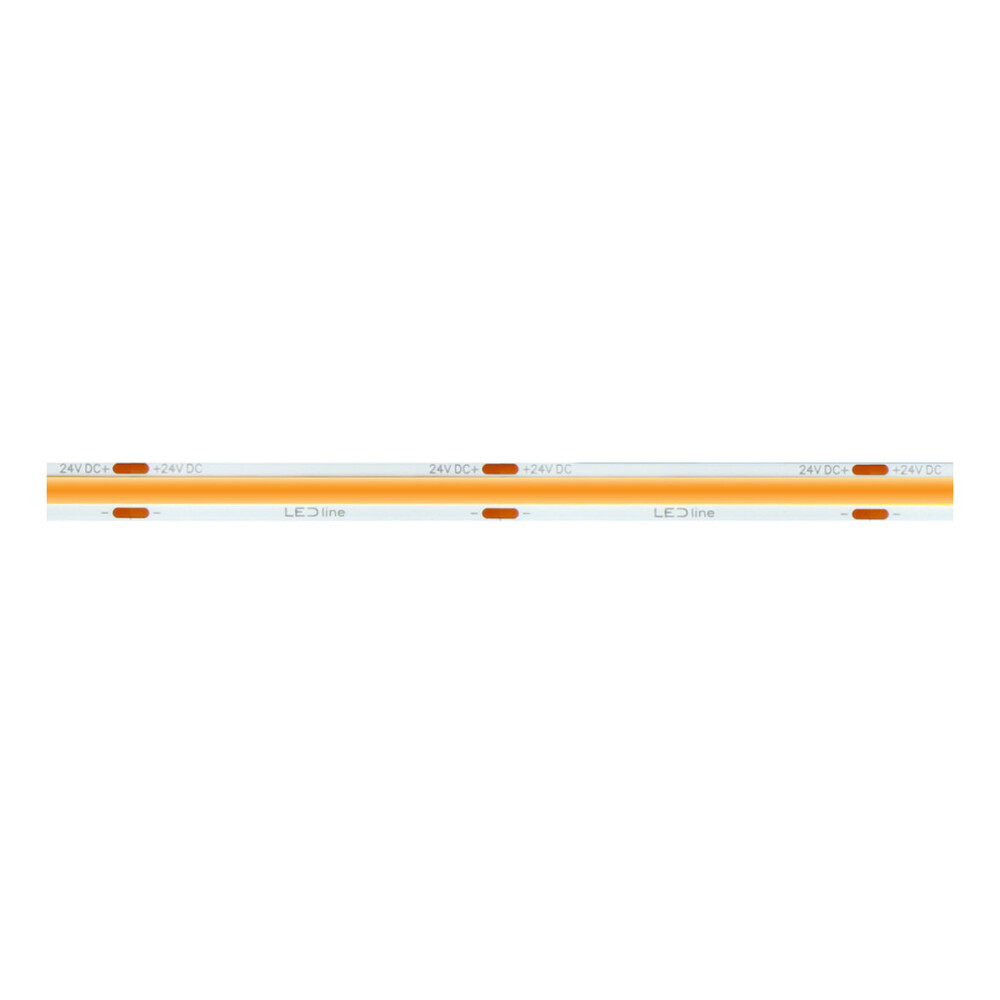 LED szalag, COB, 1600 LED, 24 V DC, 8 W/m, IP20, meleg fehér, 5 év garancia, 8W, 3000K, CRI≥90, 24V, LED line, LL-210912