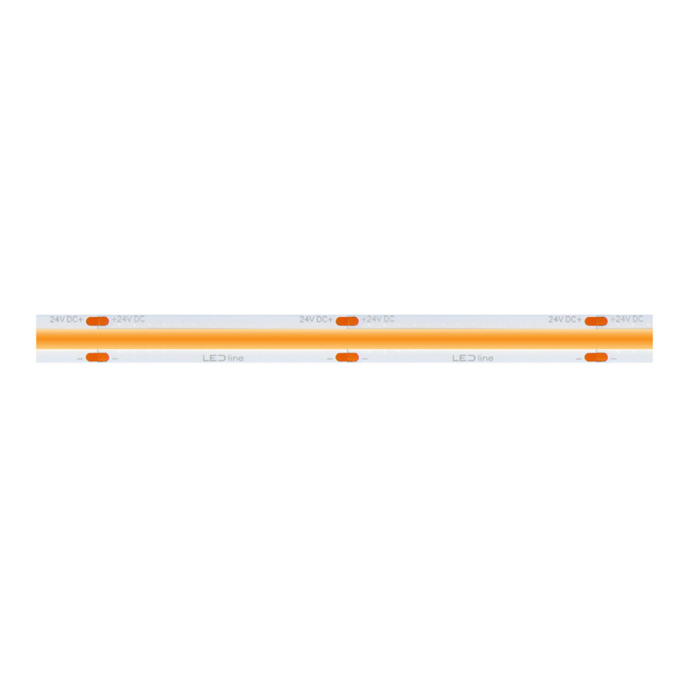 LED szalag, COB, 2400 LED, 24 V DC, 18 W/m, IP20, meleg fehér, 5 év garancia, 18W, 3000K, CRI≥90, 24V, LED line, LL-210974