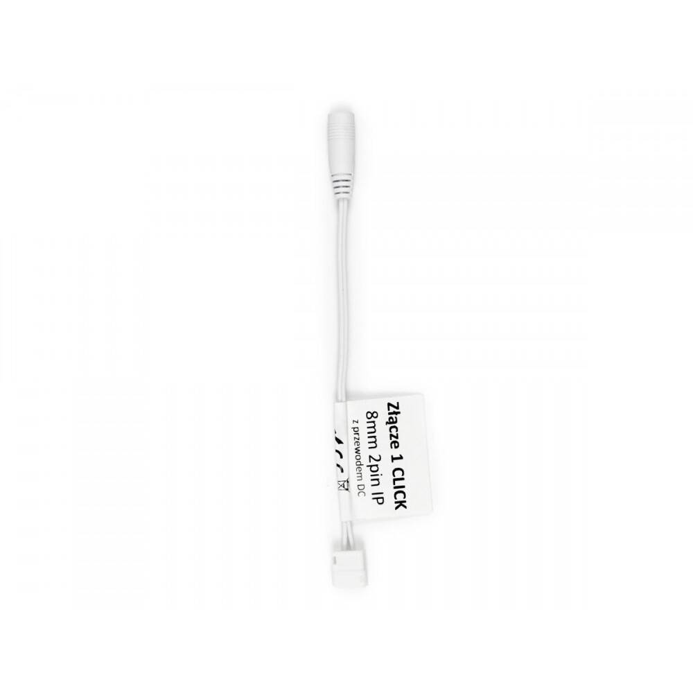 Vízálló LED szalag click csatlakozó egy darab 8 mm-es 2 tűs kábellel DC aljzathoz, LED line, LL-245794