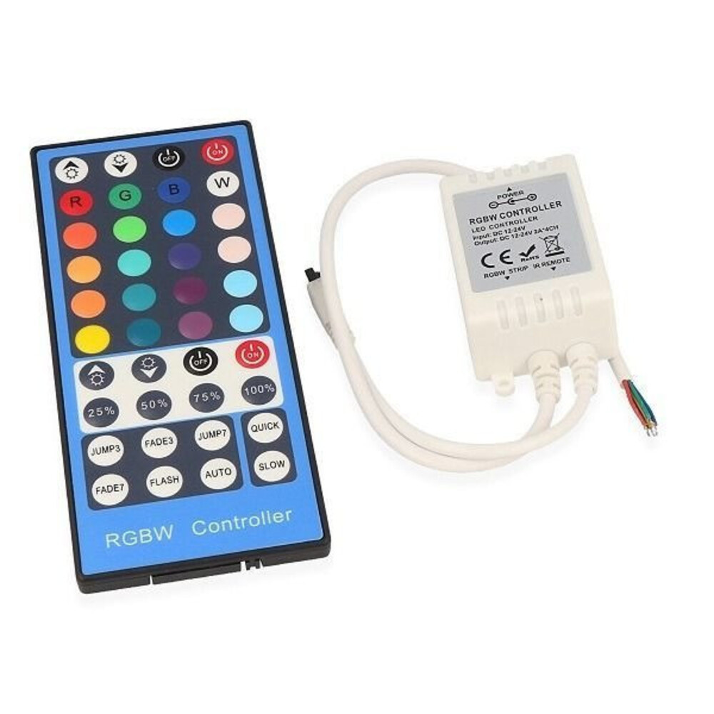 LED szalag vezérlő RGBW IR 12V 8A + 40 gombos távirányító, LED line, LL-248191