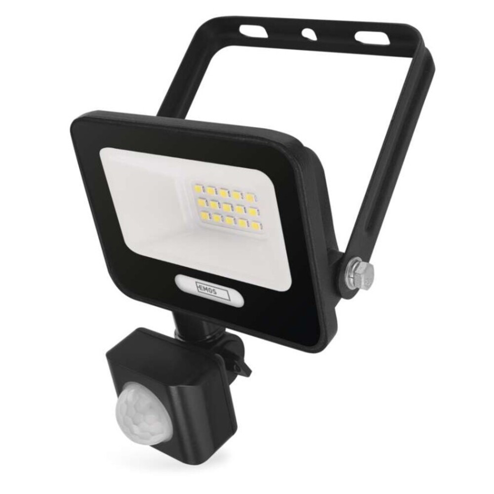 LED reflektor GLARO PIR 10 W, fekete, IP54, 1000 lm, természetes fehér, 4000K, 220-240V, CRI> 80, EMOS, ZS2314B