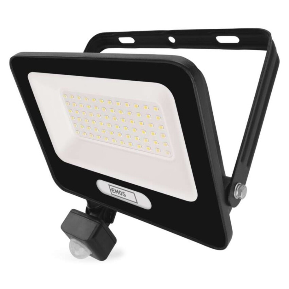 LED reflektor GLARO PIR 50 W, fekete, IP54, 5000 lm, természetes fehér, 4000K, 220-240V, CRI> 80, EMOS, ZS2344B