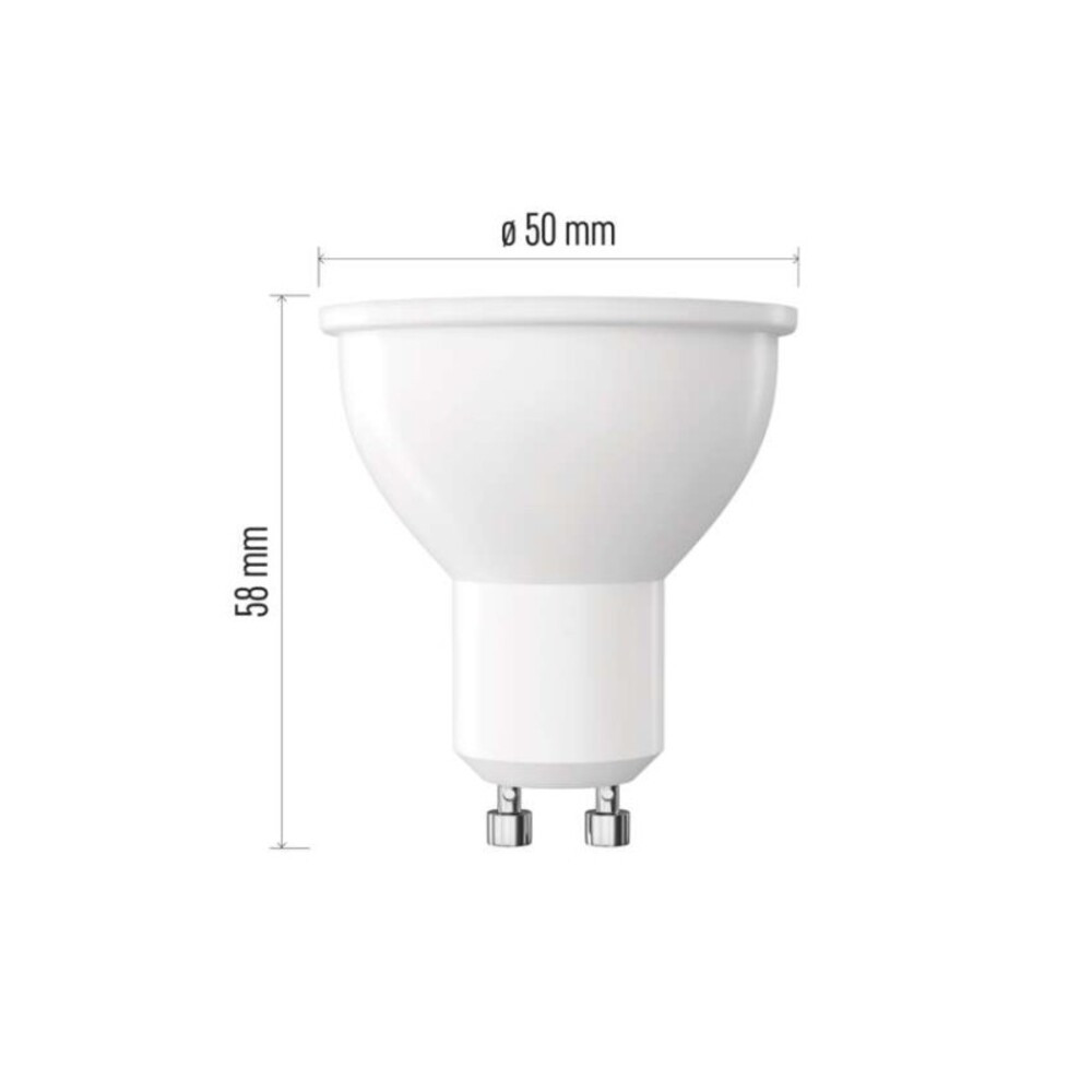 LED izzó Classic MR16, GU10, 7 W (60 W), 800 lm, meleg fehér, dimmelhető, 3000K, 230V, CRI>80, EMOS, ZQ8E42D