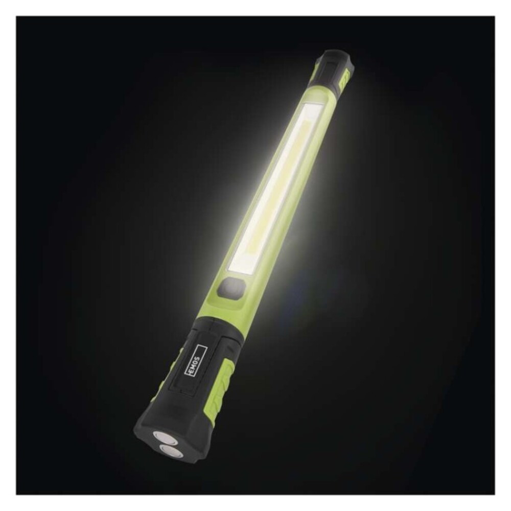 COB LED újratölthető zseblámpa P4545, 1000 lm, 2600 mAh, zöld, fekete, IP43, EMOS, P4545