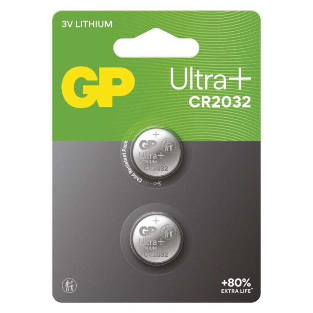 GP Ultra plus Lítium gombelem CR2032 2db/bliszter, 3V, B15323UP