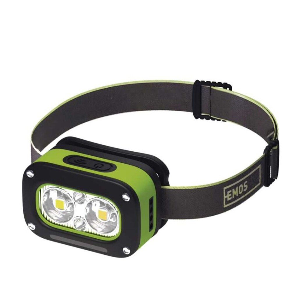 EMOS LED Fejlámpa tölthető P3545, 175 lm, 50 m, Li-pol 800 mAh, zöld, fekete, IP43, P3545