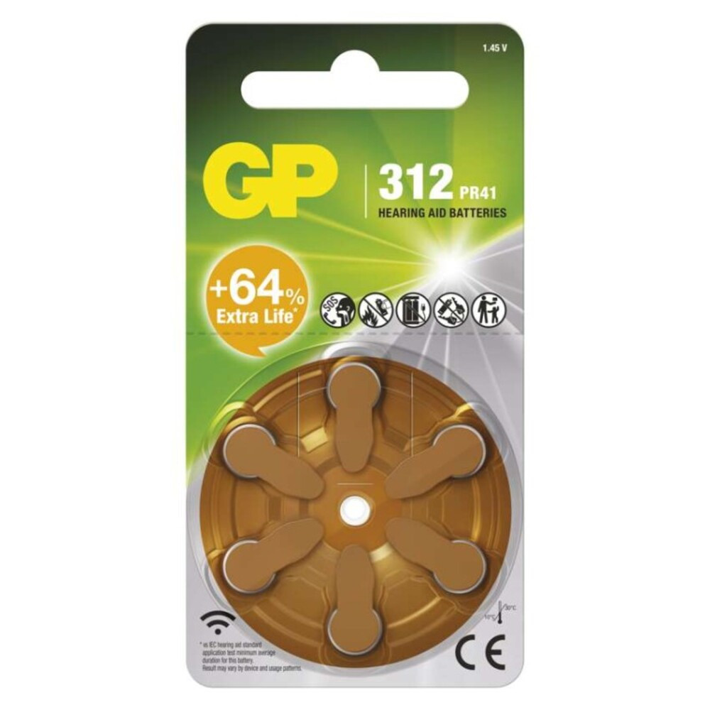 GP Gombelem hallókészülékekbe ZA312 6db/bliszter, 1,45V, B35126