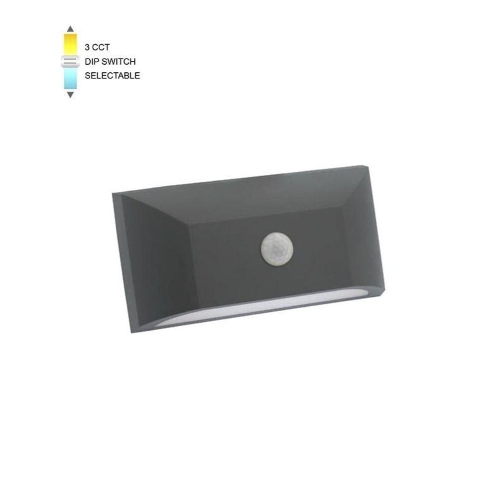 LED kültéri fali lámpa PIR mozgásérzékelővel ADRIA-W1S 6W 288/306/294lm 3xCCT IP65 113x220x58 antracit 3230491 VITO