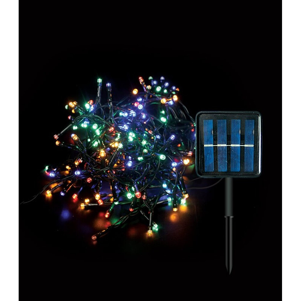 Napelemes LED karácsonyi fényfüzér NATALE-8 300LED többszínű 30m 1.2V IP44