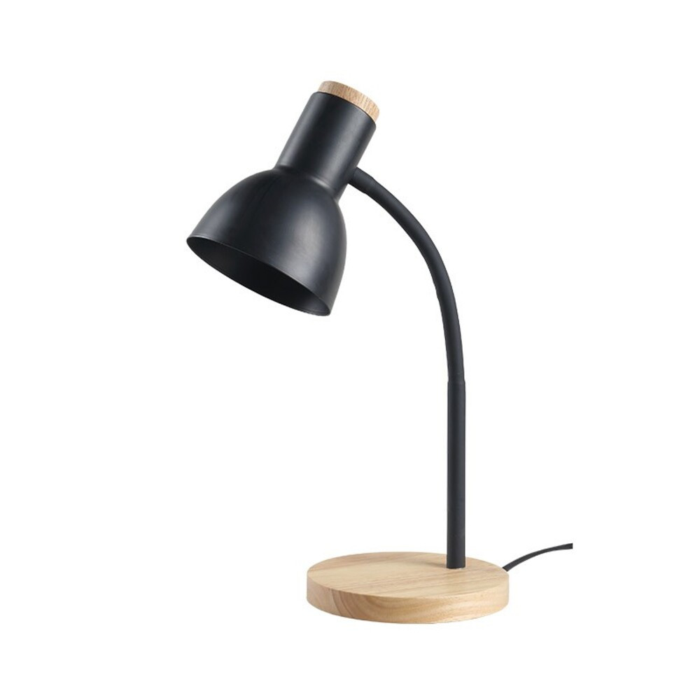 HOME&OFFICE asztali lámpa JOLLY E27 fekete fa talppal fényforrás nélkül 5301620 VITO