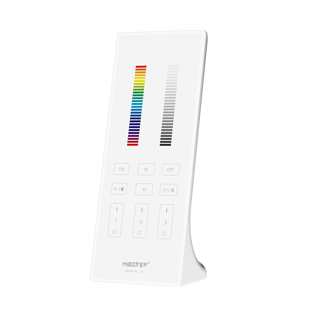 Fehér RGB+CCT függőleges távirányító, 2.4GHz, 3 zónás, Miboxer, Y3-W