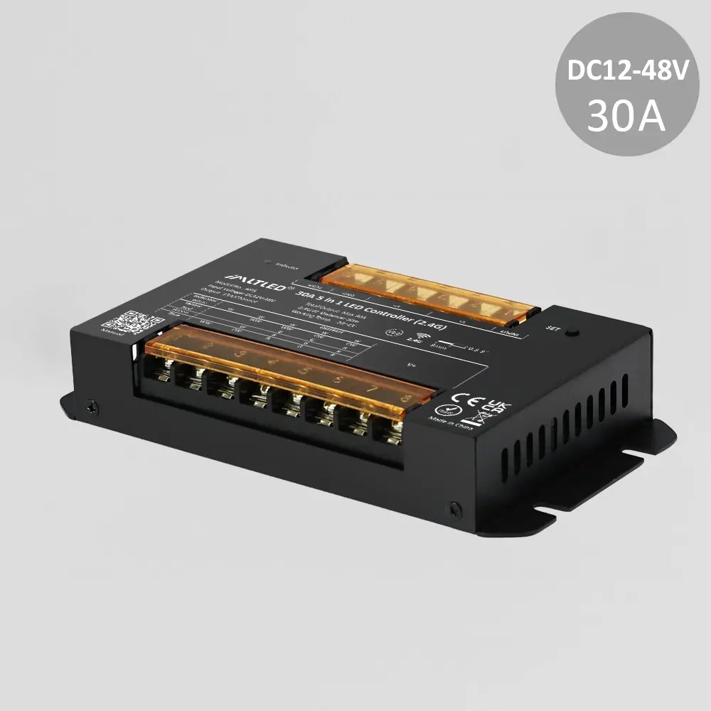 IMLTLED Univerzális nagy teljesítményű 5in1 LED vezérlő, monokróm/CCT/RGB/RGBW/RGB+CCT, dimmelhető, 30A, 2.4G, Miboxer (Mi-Light) kompatibilis, HP5