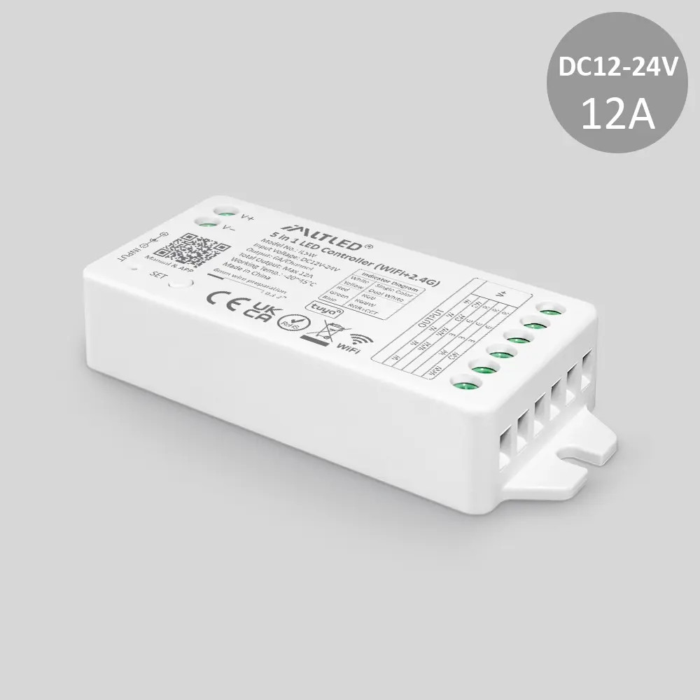 IMLTLED Univerzális 5in1 LED vezérlő , monokróm/ CCT/ RGB/ RGBW/ RGB+CCT , dimmelhető , WiFi + 2.4G , okos , Miboxer (Mi-Light) kompatibilis , iL5W