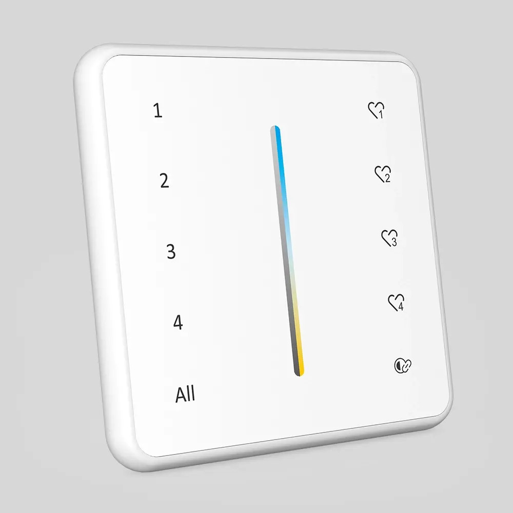 IMLTLED 4 zónás CCT panel távirányító , színhőmérséklet/ fényerő szabályzás , 2.4G , csoportvezérlés , jelenetmemória , Miboxer (Mi-Light) kompatibilis , PR01
