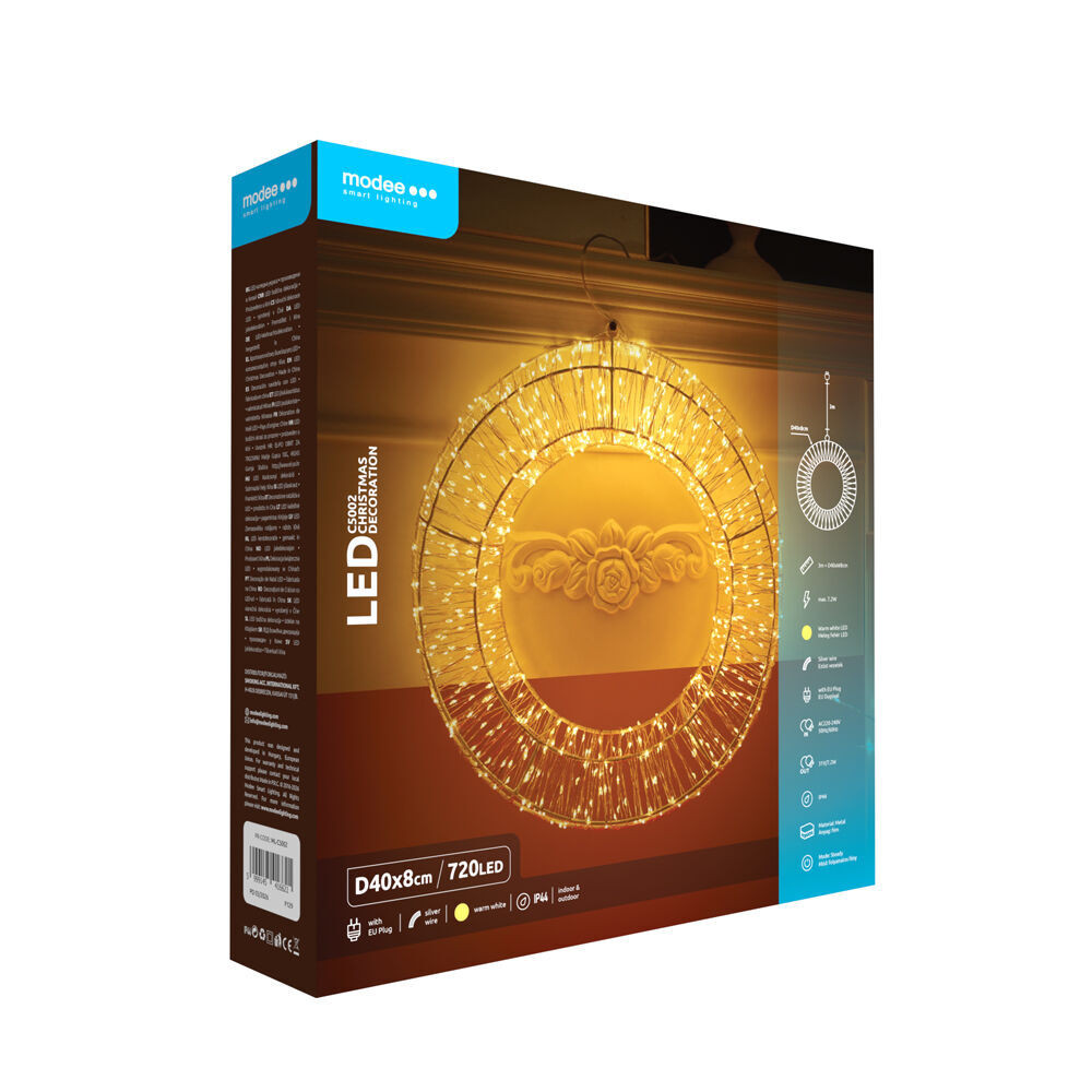 Modee Karácsonyi LED dekoráció Adapteres C5002 IP44 (720LED Ø400x80mm), 7,2W, 3000K, meleg fehér