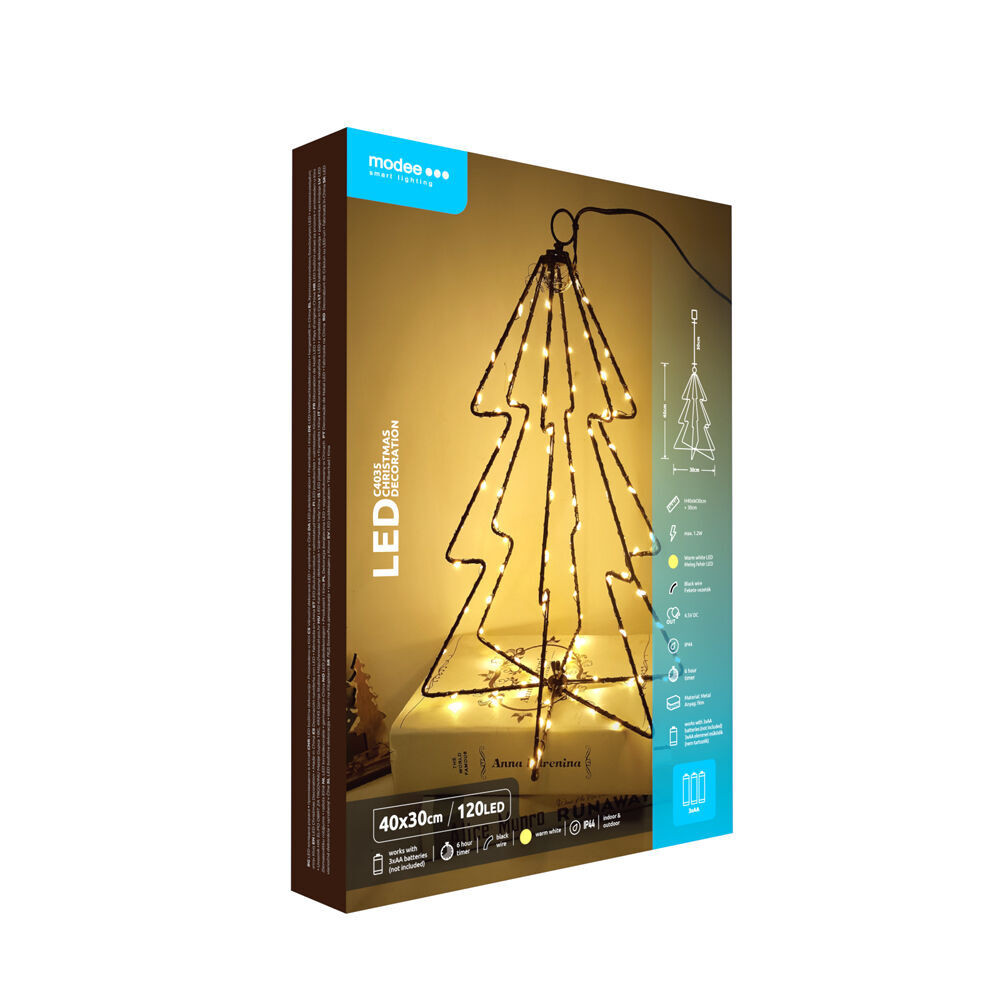 Modee Karácsonyi LED dekoráció Elemes C4035 IP44 (120LED H40x30cm), 3000K, meleg fehér