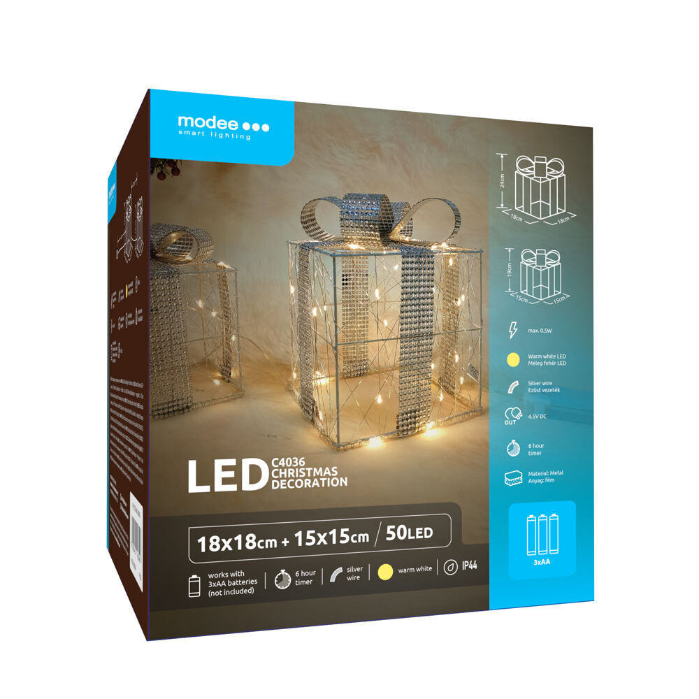 Modee Karácsonyi LED dekoráció Elemes C4036 (50LED), 3000K, meleg fehér, IP44