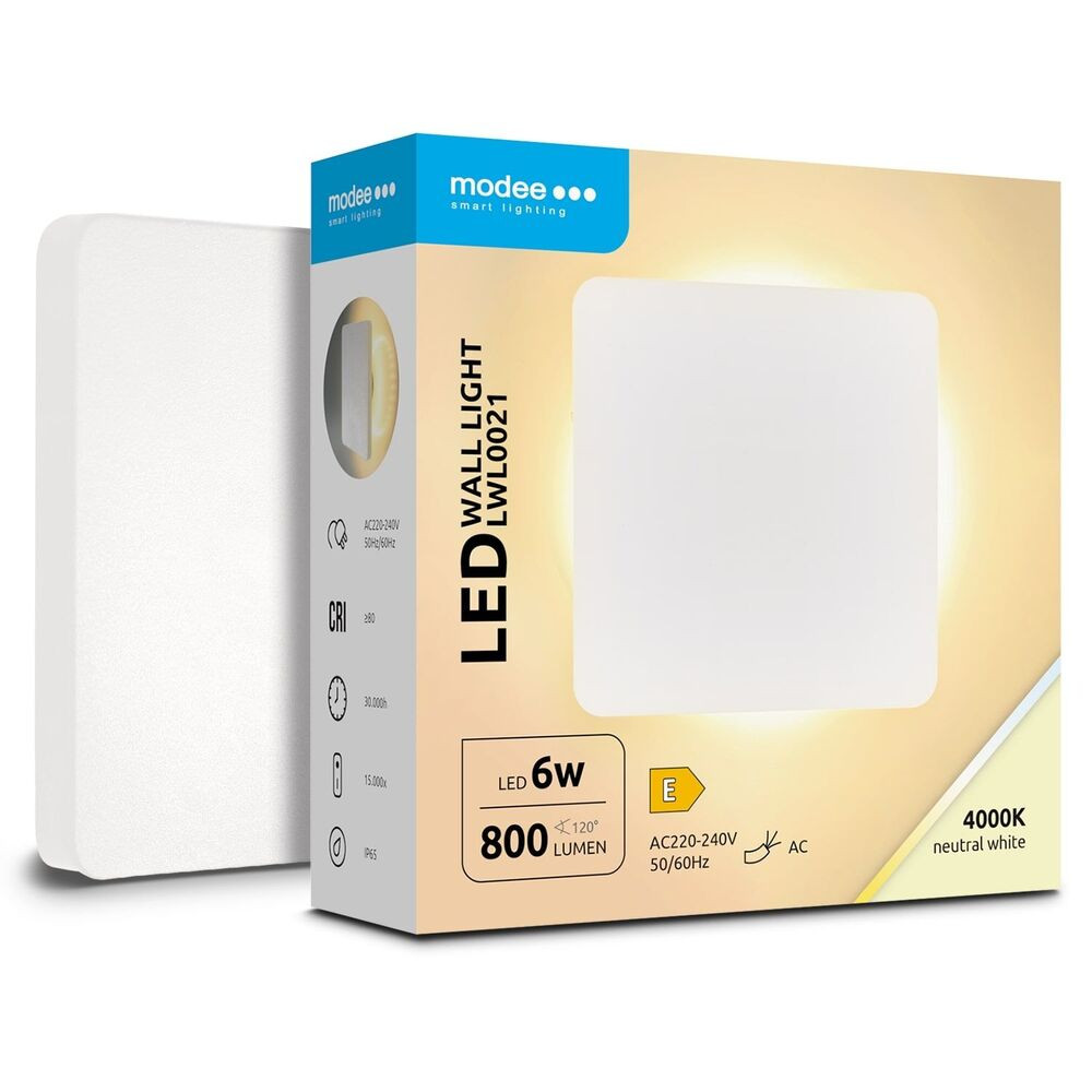 Modee LED Fali Lámpa (LWL0021) 6W IP65 135x135x42mm 4000K (800lm) Fehér, 110°, CRI>80, természetes fehér