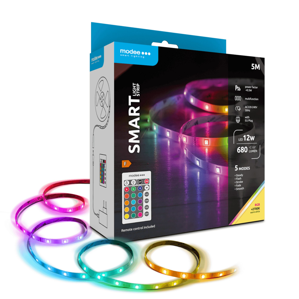 Modee LED Smart (Remote) Szalag 12W IP20 2700K+RGB (680lm) 5M, 120°, CRI>80