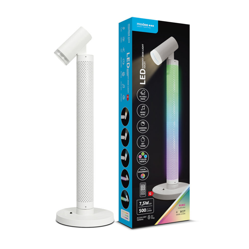 Modee LED Smart Ambient Asztali Lámpa 7,5W 3CCT+RGB + remote, (500lm) fehér, 7,5W, 60°, CRI>80, IP20