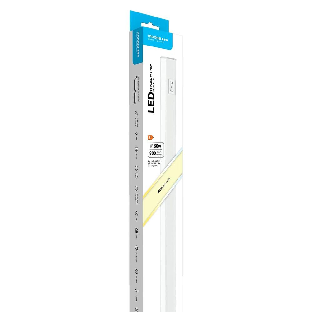 Modee Lighting Cabinet Konyhai LED T5 8W 573mm 4000K on/off (800lm), 110°, CRI>80, természetes fehér, IP20