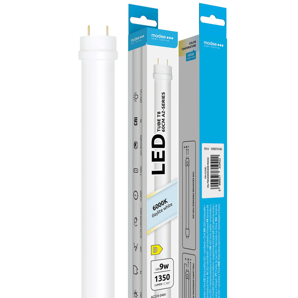 Modee Lighting LED Fénycső T8 600mm 9W 6000K A2-series (1350lm) , 270°, CRI>80, hideg fehér