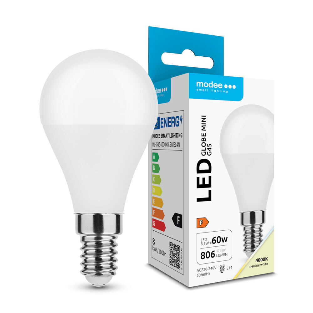 Modee Lighting LED Izzó Globe Mini G45 8,5W E14 200° 4000K (806lm), CRI>80, természetes fehér, IP20