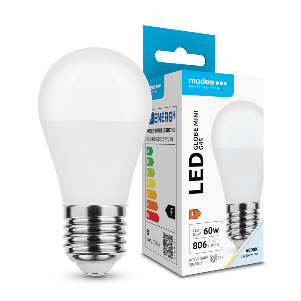 Modee Lighting LED Izzó Globe Mini G45 8,5W E27 200° 6000K (806lm), CRI>80, hideg fehér