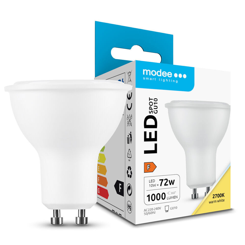 Modee Lighting LED Izzó Spot Alu-Plastic 10W GU10 110° 2700K (1000lm), CRI>80, meleg fehér, IP20