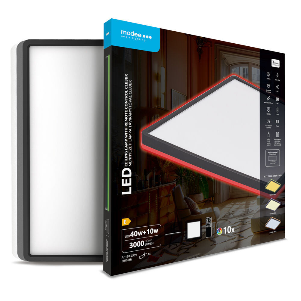 Modee Mennyezeti LED Lámpa CLB3 40+10W 3CCT+RGB 400x400mm távirányítóval (3000lm), 120°, CRI>80, IP20