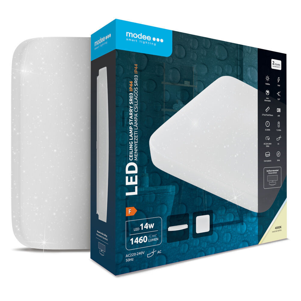 Modee Mennyezeti LED Lámpa IP44 14W 4000K 275x275x70 Csillagos (1460lm), 120°, CRI>80, természetes fehér
