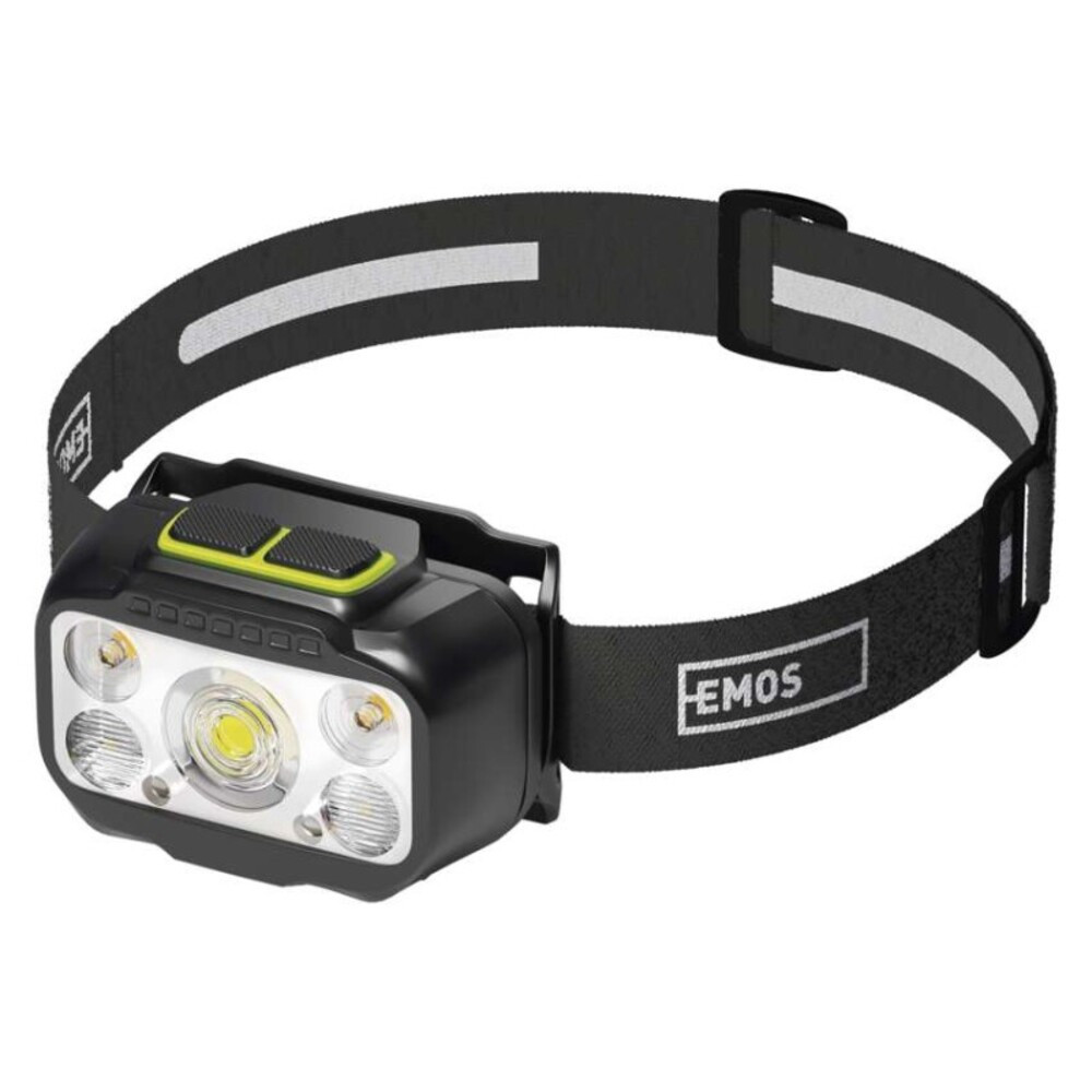 EMOS LED Fejlámpa tölthető P3546, 550 lm, 110 m, Li-Pol 1000 mAh, 3× AAA, fekete, zöld, IP45, P3546