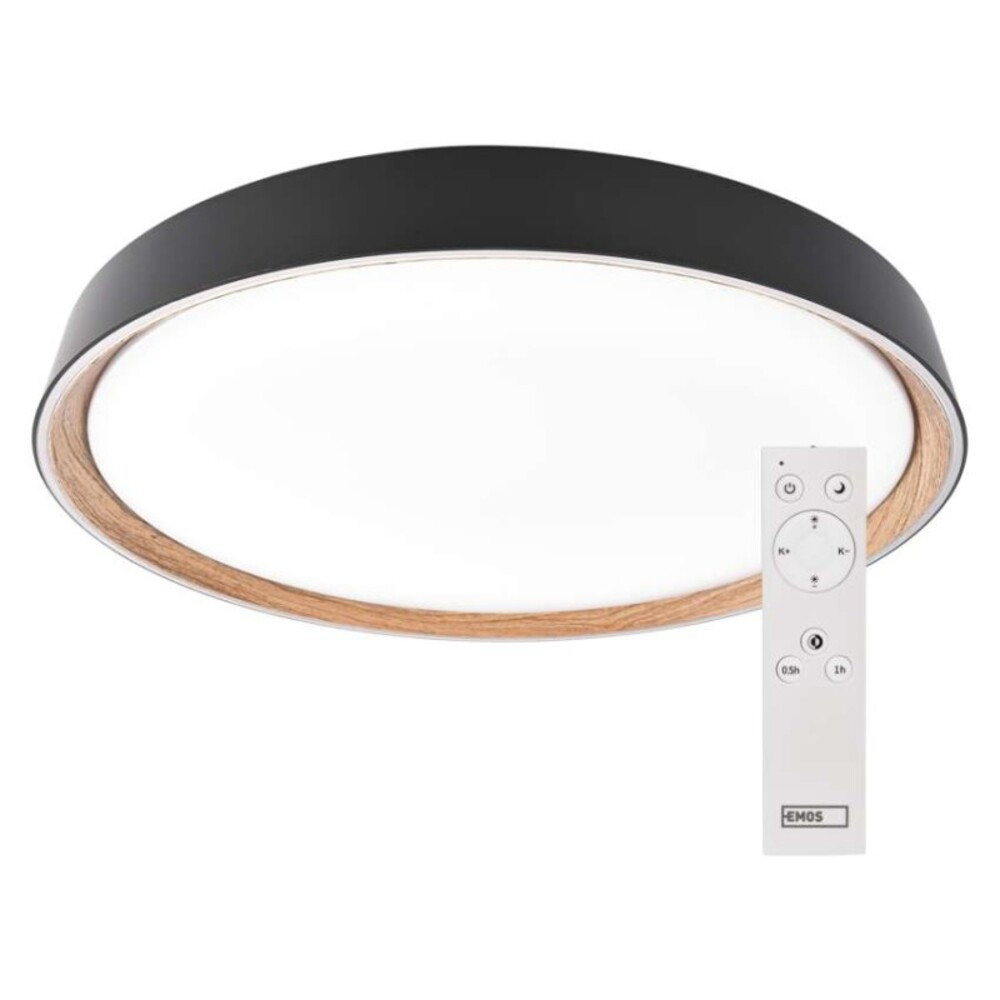 ILVI LED-es felületre szerelhető lámpa, kör alakú, 30 W, fényerő-szabályozás + CCT, feket, 1800, 220-240V, CRI> 80, IP20, EMOS, ZM5116
