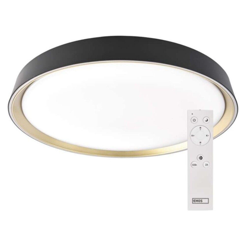 ILVI LED-es felületre szerelhető lámpa, kör alakú, 45 W, fényerő-szabályozás + CCT, feket, 2700, 220-240V, CRI> 80, IP20, EMOS, ZM5119