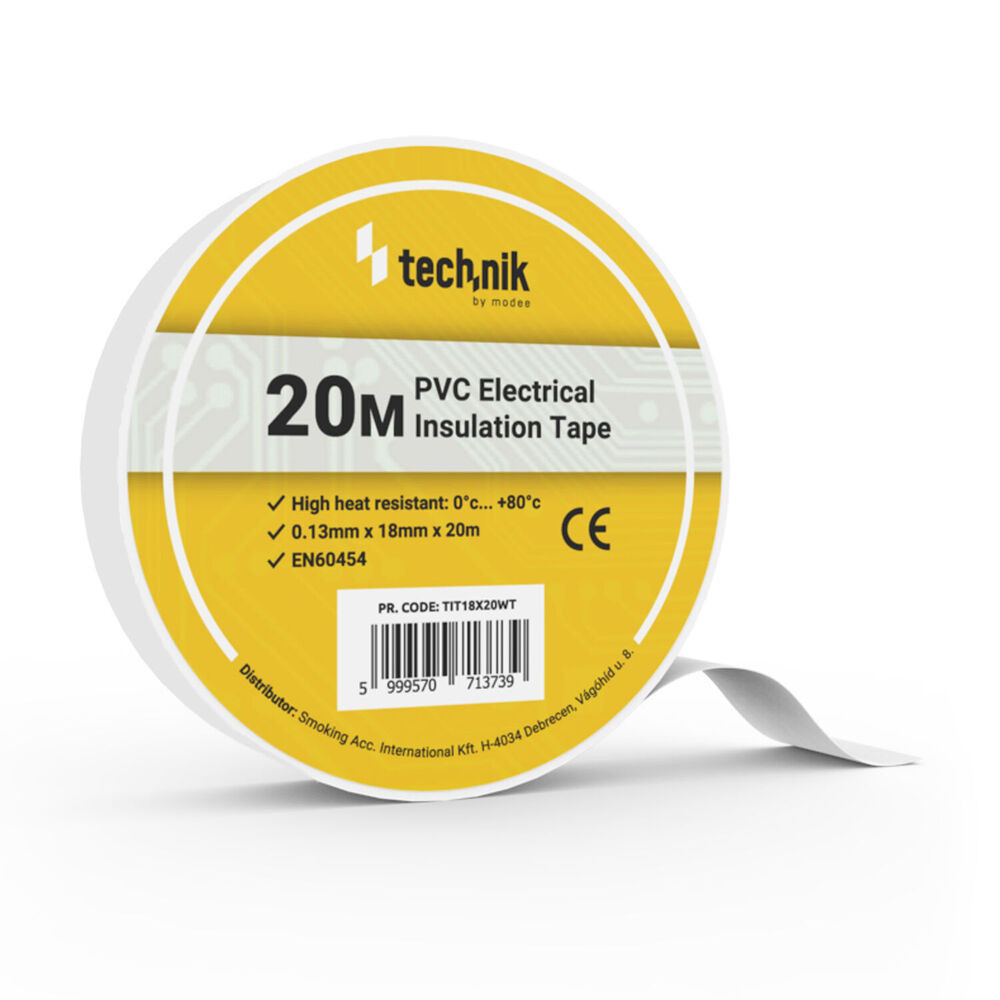 Technik - Szigetelőszalag 0,13mm x 18mm x 20m Fehér, TIT18X20WT