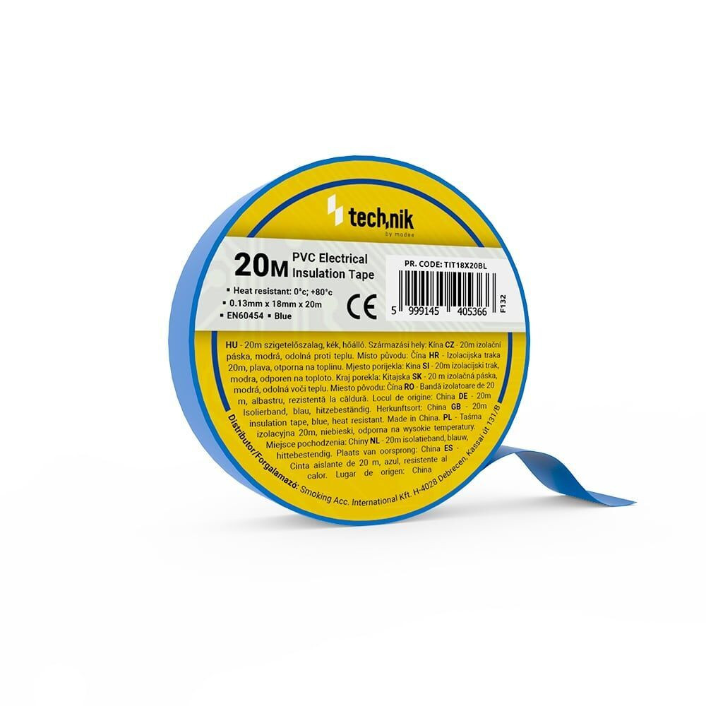 Technik - Szigetelőszalag 0,13mm x 18mm x 20m Kék, TIT18X20BL