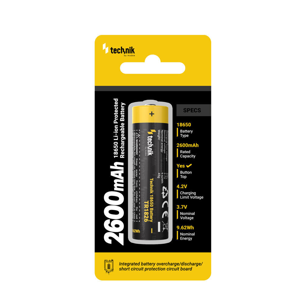 Technik Akkumulátor 18650 TR1826 2600mAh 3,7V B1, újratölthető, TR1826