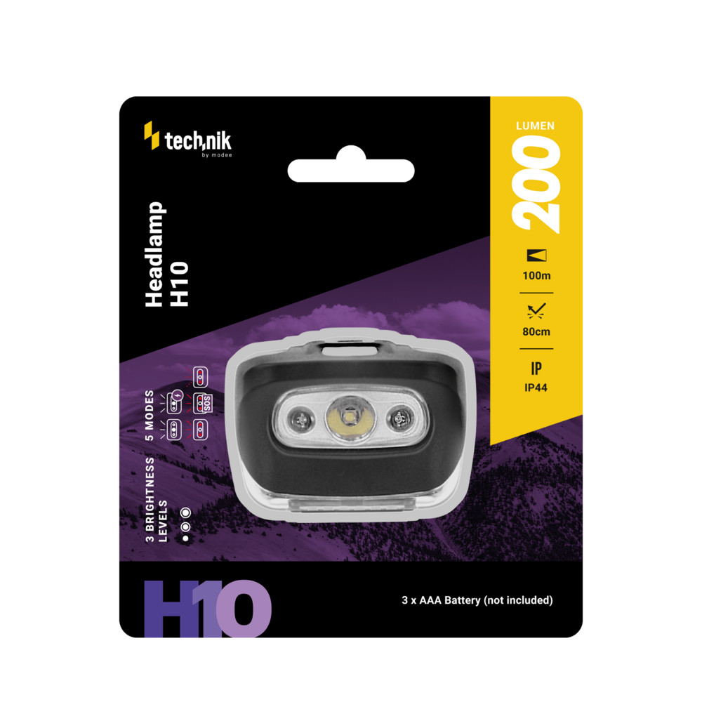 Technik Fejlámpa H10 (3xAAA) LED, piros fény (200 lumen), IP44, MT-H10