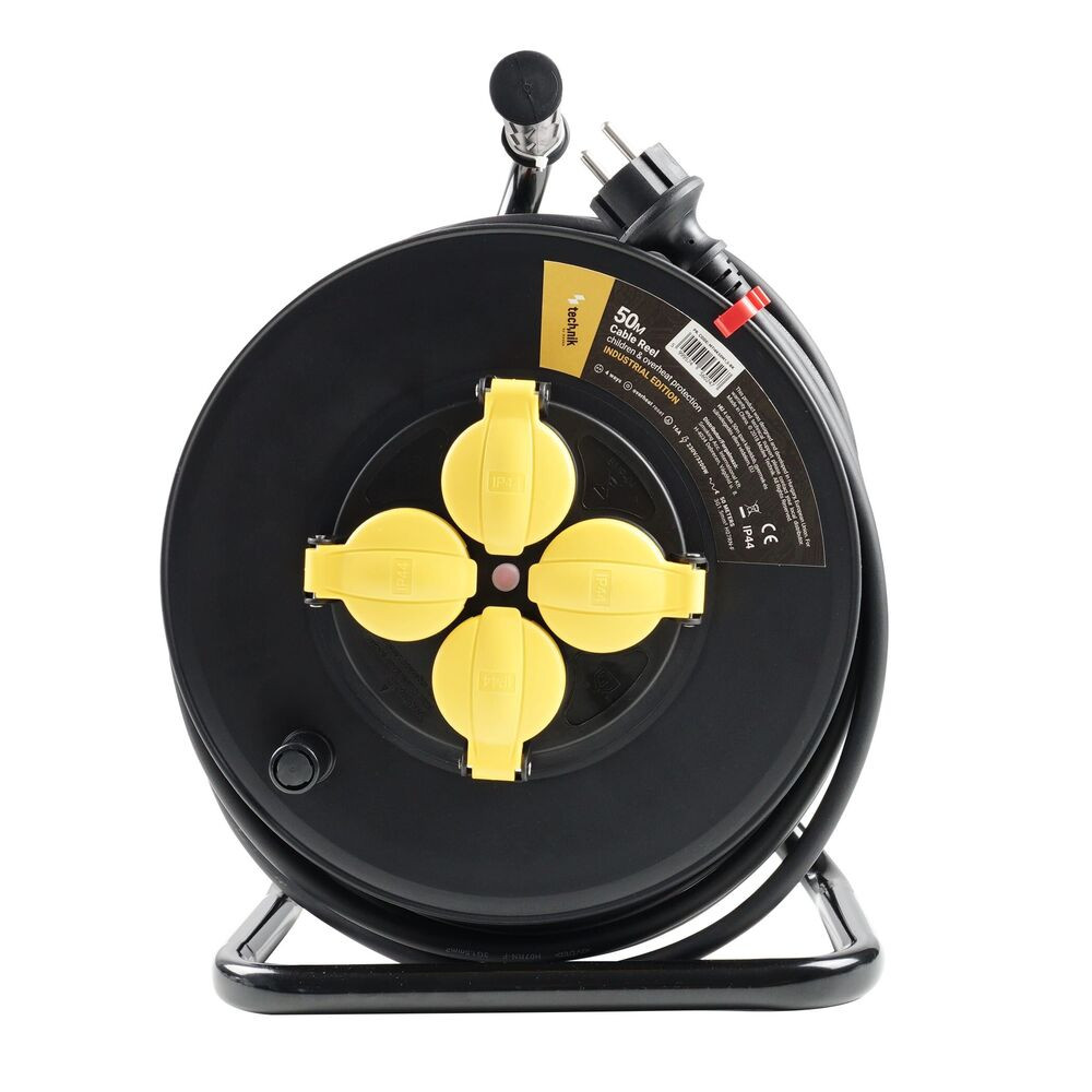 Technik Industrial Kábeldob 4-er 50m 1,5mm2 H07RN-F (IP44) 16A, MTI4K50M1-5-BK