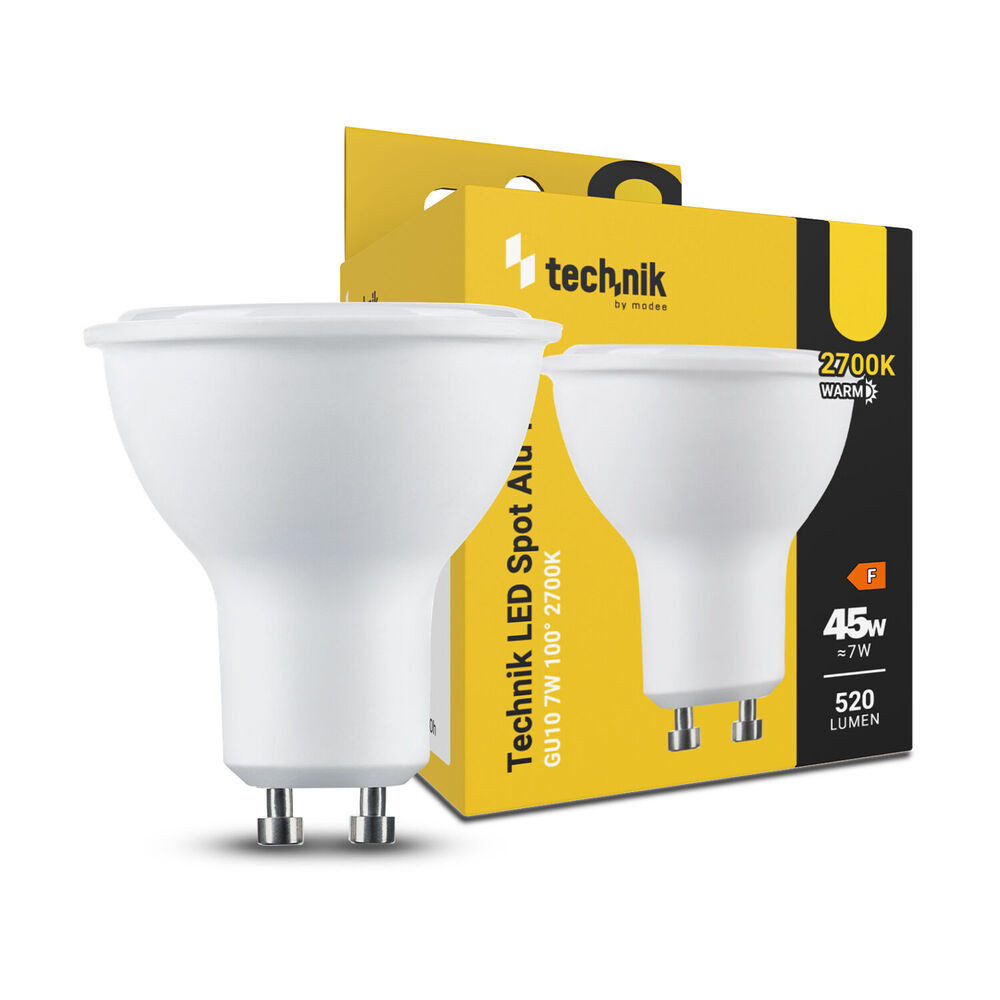 Technik LED Izzó Spot Alu-Plastic 7W GU10 100° 2700K (520 lumen), meleg fehér, CRI>80, MTL-GU102700K7W